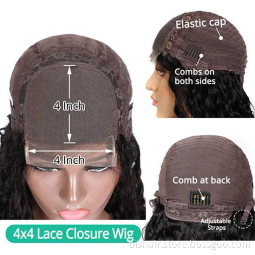 Brazilian BIS Straight 24 Inch Human Lace Hair Closure Wigs For Black Women 4x4 T Pre Plucked Lace Wig Part